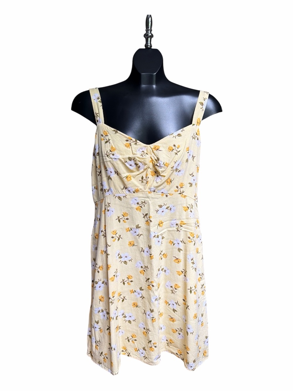Old Navy Cream Mini Dress with Yellow Floral Print Size Large - Picture 3 of 4